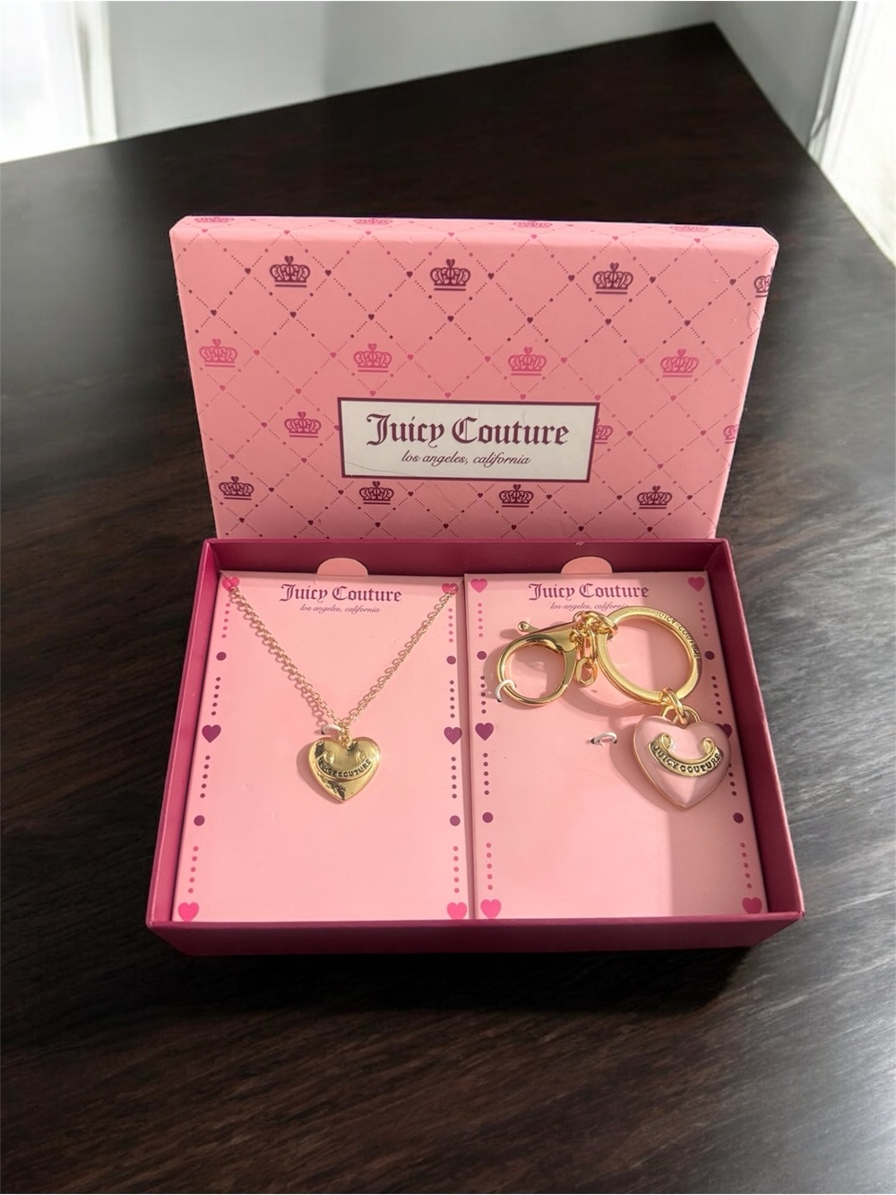 Juicy Couture Heart Necklace & Heart Bag Charm Set